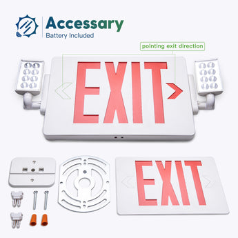 LED Double - Sided Exit Sign with Emergency Lights, Adjustable LED Emergency Exit Lights with Battery Backup, Hard Wired, UL Certified, AC 120/277V - 6
