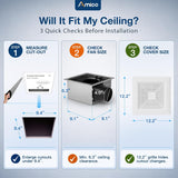 10 Inch Bathroom Exhaust Fan, 110 CFM, 0.9 Sones Low Noise Ventilation Fan, ETL & FCC Certified-2
