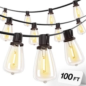ST38 Outdoor String Lights, LED Shatterproof Bulbs, Suspended Standard Sockets, 3 Lighting Modes - 9