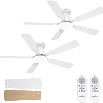 48" Low Profile Ceiling Fan with Light & Remote,2 - Pack,Flush Mount, 3 - CCT Dimmable, Reversible & Noiseless - 10