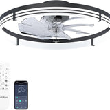 24" Low Profile Fandelier Ceiling Fan with Light & Remote, Crystal Design, 3 - CCT Dimmable, Flush Mount Bladeless Fan - 11