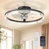 18" Low Profile Fandelier Ceiling Fan with Light & Remote, Flush Mount, 3 - CCT Dimmable, Modern LED Enclosed Fan - 12