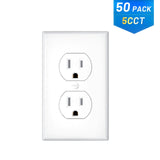 15A Duplex Tamper Resistant Decorator Outlet with Self-Grounding, Wall Plate & Screws, White-17