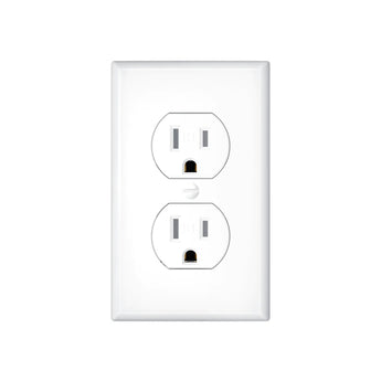 15A Duplex Tamper Resistant Decorator Outlet with Self-Grounding, Wall Plate & Screws, White-1