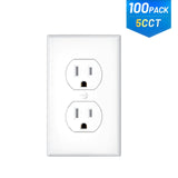 15A Duplex Tamper Resistant Decorator Outlet with Self-Grounding, Wall Plate & Screws, White-19