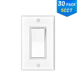 15A Single Pole & 3-Way Rocker Light Switch with Wall Plate & Screws - White-12