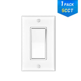 15A Single Pole & 3-Way Rocker Light Switch with Wall Plate & Screws - White-11