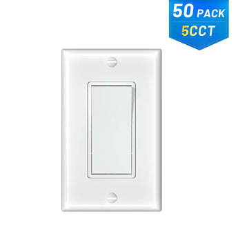 15A Single Pole Rocker Light Switch with Wall Plate & Screws- White-16