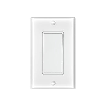 15A Single Pole Rocker Light Switch with Wall Plate & Screws- White-1