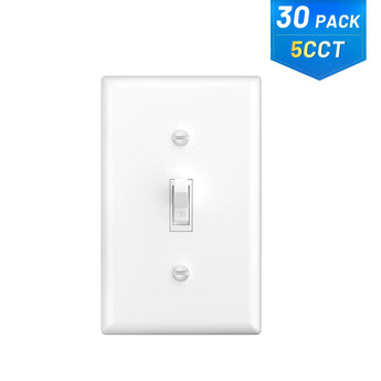 15A Single Pole Toggle Light Switch with Wall Plate & Screws - White-15