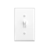 15A Single Pole Toggle Light Switch with Wall Plate & Screws - White-1