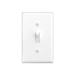 15A Single Pole Toggle Light Switch with Wall Plate & Screws - White-1