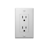 15A Tamper Resistant Decorator Outlet with Self-Grounding, Wall Plate & Screws - White-9