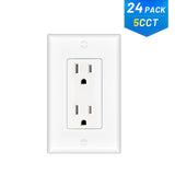 15A Tamper Resistant Decorator Outlet with Self-Grounding, Wall Plate & Screws - White-14