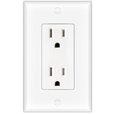 Amico-15A Tamper Resistant Decorator Outlet with Self-Grounding, Wall Plate & Screws - White-1