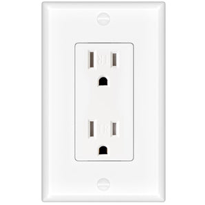 Amico-15A Tamper Resistant Decorator Outlet with Self-Grounding, Wall Plate & Screws - White-1