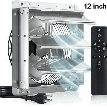 Amico Shutter Exhaust Fan with Remote, 9-Speed Energy Efficient & Quiet 13W DC Motor 1000 CFM Wall Mount Ventilation Fan for Garage,Greenhouse,Attic & Chicken Coop,Plug & Play,8-Hour Timer,FCC-10