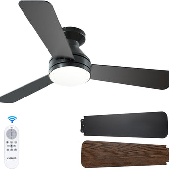 42" Low Profile Ceiling Fan with Light & Remote, Flush Mount, 3 - CCT Dimmable, Reversible & Noiseless, 4 Colors Available - 1