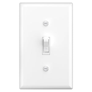 Amico-15A Single Pole Toggle Light Switch with Wall Plate & Screws - White-1