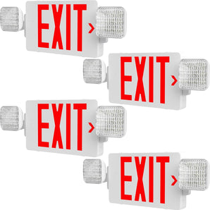 Amico 4 Pack Double - Sided Exit Sign with Emergency Lights, Two LED Adjustable Head with Battery Backup, ETL Certified, AC 120/277V, Commercial Emergency Lights Combo for Business - 1