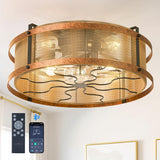 20 Inch Boho Bladeless Ceiling Fan with Light Remote, Woven Caged Flush Mount Reversible 6 Speed Bohemian Fandelier for Bedroom Living Room Kitchen - 7