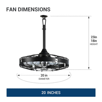 20 Inch Outdoor Ceiling Fan with Light for Patio, IP65 Waterproof Plug in Caged Hanging Fan, Remote Control, 3 CCT, 6 Speeds Reversible Outdoor Fan for Gazebo, Pergola, Porch-22