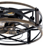 20" Low Profile Fandelier Ceiling Fan with Light & Remote, Industrial Caged Design, 6-Speed, Flush Mount Bladeless Fan-4