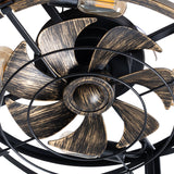 20" Low Profile Fandelier Ceiling Fan with Light & Remote, Industrial Caged Design, 6-Speed, Flush Mount Bladeless Fan-5