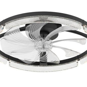 20'' Low Profile Flush Mount Ceiling Fan with Dimmable LED Light Remote Control 3000-6000K Fandelier-29