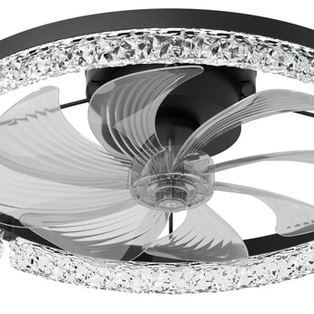 20'' Low Profile Flush Mount Ceiling Fan with Dimmable LED Light Remote Control 3000-6000K Fandelier-13