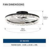 20'' Low Profile Flush Mount Ceiling Fan with Dimmable LED Light Remote Control 3000-6000K Fandelier-11