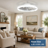20'' Low Profile Flush Mount Ceiling Fan with Dimmable LED Light Remote Control 3000-6000K Fandelier-23