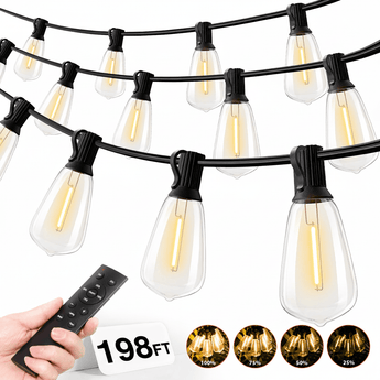 ST38 Outdoor String Lights, LED Shatterproof Bulbs, Suspended Standard Sockets, 3 Lighting Modes - 16