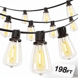ST38 Outdoor String Lights, LED Shatterproof Bulbs, Suspended Standard Sockets, 3 Lighting Modes - 11