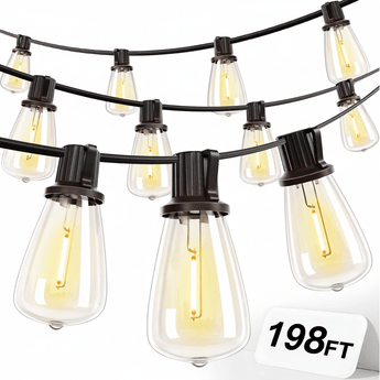 ST38 Outdoor String Lights, LED Shatterproof Bulbs, Suspended Standard Sockets, 3 Lighting Modes - 11