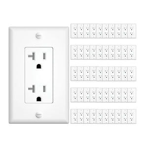 20A Tamper Resistant Decorator Outlet with Wall Plate & Screws - White