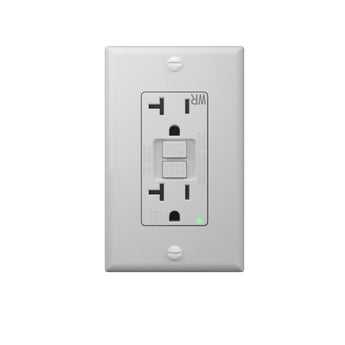 20A Weather Resistant GFCI Outlet with LED Indicator, Wall Plate & Screws - White-11