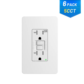 20A Weather Resistant GFCI Outlet with LED Indicator & Wall Plate - White-21