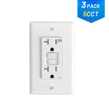 20A Weather Resistant GFCI Outlet with LED Indicator & Wall Plate - White-15