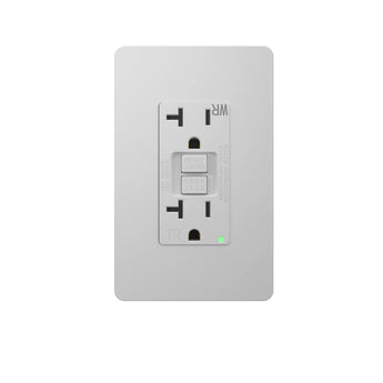 20A Weather Resistant GFCI Outlet with LED Indicator & Wall Plate - White-11