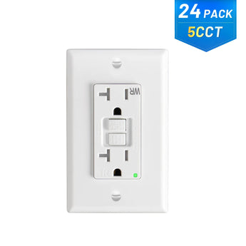 20A Weather Resistant GFCI Outlet with LED Indicator & Wall Plate - White-18