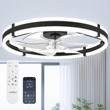 24 Inch Black Low Profile Flush Mount Ceiling Fan with Lights & Remote, 3000 - 6000K Dimmable LED Modern Fandelier for Bedroom Kitchen Living Room - 1