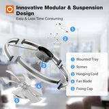 24 Inch Black Low Profile Flush Mount Ceiling Fan with Lights & Remote, 3000 - 6000K Dimmable LED Modern Fandelier for Bedroom Kitchen Living Room - 2