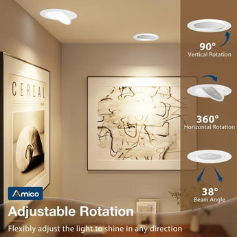 4 Inch Gimbal LED Recessed Lighting, 360° & 90° Adjustable Eyeball, Selectable CCT, 700 Lumens - 5