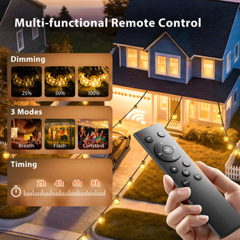 G40 Outdoor String Lights, LED Shatterproof Bulbs, Dimmable & Timable, 3 Lighting Modes - 3