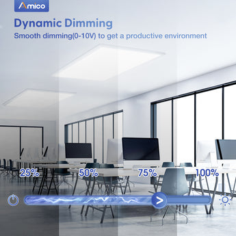 2x4 LED Panel Light, 30W/40W/50W, 6250LM, Selectable Wattage & 3CCT, 0 - 10V Dimmable, Drop Ceiling Light - 12