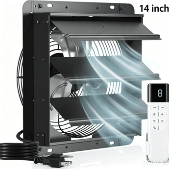 Amico-Shutter Exhaust Fan Wall Mounted with EC Motors and Remote Control, Timer, 8 Speeds, 850CFM, Low Noise, Easy to Install, Plug in Ventilation Fan for Garages, Shops, Greenhouse, Attic-12