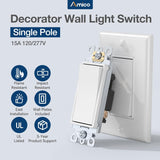 Amico-15A Single Pole Rocker Light Switch with Wall Plate & Screws- White-2