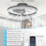 18" Low Profile Fandelier Ceiling Fan with Light & Remote, Flush Mount, 3 - CCT Dimmable, Modern LED Enclosed Fan - 3