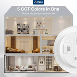 Amico Recessed Lighting 5/6 Inch, 24 Pack 5CCT Flat LED Can Lights, 2700K/3000K/4000K/5000K/6000K Selectable,12W Eqv 120W, 1050LM Brightness, Retrofit Installation - ETL & FCC - 5